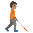 person with white cane facing right: medium skin tone on Google