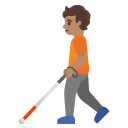 person with white cane: medium skin tone on Google