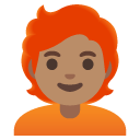 person: medium skin tone, red hair on Google