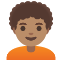 person: medium skin tone, curly hair on Google