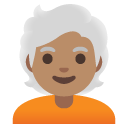person: medium skin tone, white hair on Google