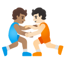 people wrestling: medium skin tone, light skin tone on Google