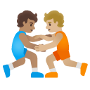 people wrestling: medium skin tone, medium-light skin tone on Google
