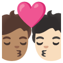 kiss: person, person, medium skin tone, light skin tone on Google