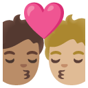 kiss: person, person, medium skin tone, medium-light skin tone on Google