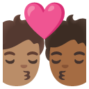 kiss: person, person, medium skin tone, medium-dark skin tone on Google