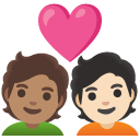 couple with heart: person, person, medium skin tone, light skin tone on Google