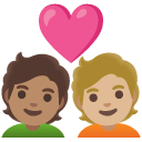 couple with heart: person, person, medium skin tone, medium-light skin tone on Google