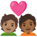 couple with heart: person, person, medium skin tone, medium-dark skin tone on Google
