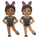 people with bunny ears: medium-dark skin tone, medium skin tone on Google
