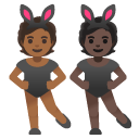 people with bunny ears: medium-dark skin tone, dark skin tone on Google