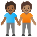 people holding hands: medium-dark skin tone, medium skin tone on Google