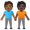 people holding hands: medium-dark skin tone, dark skin tone on Google