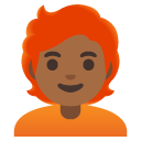 person: medium-dark skin tone, red hair on Google