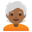 person: medium-dark skin tone, white hair on Google