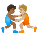 people wrestling: medium-dark skin tone, medium-light skin tone on Google