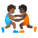 people wrestling: medium-dark skin tone, dark skin tone on Google