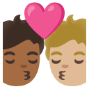 kiss: person, person, medium-dark skin tone, medium-light skin tone on Google