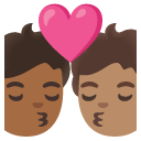 kiss: person, person, medium-dark skin tone, medium skin tone on Google
