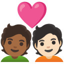 couple with heart: person, person, medium-dark skin tone, light skin tone on Google