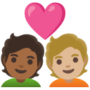 couple with heart: person, person, medium-dark skin tone, medium-light skin tone on Google