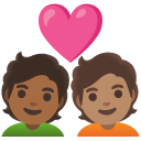 couple with heart: person, person, medium-dark skin tone, medium skin tone on Google
