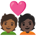 couple with heart: person, person, medium-dark skin tone, dark skin tone on Google
