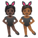 people with bunny ears: dark skin tone, medium-dark skin tone on Google