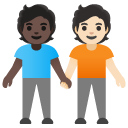 people holding hands: dark skin tone, light skin tone on Google