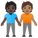 people holding hands: dark skin tone, medium skin tone on Google
