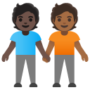people holding hands: dark skin tone, medium-dark skin tone on Google