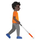 person with white cane facing right: dark skin tone on Google