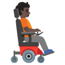 person in motorized wheelchair facing right: dark skin tone on Google