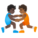 people wrestling: dark skin tone, medium-dark skin tone on Google