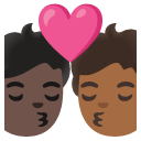 kiss: person, person, dark skin tone, medium-dark skin tone on Google
