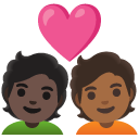 couple with heart: person, person, dark skin tone, medium-dark skin tone on Google