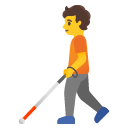 person with white cane on Google
