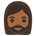 woman: medium-dark skin tone, beard on Google