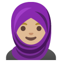 woman with headscarf: medium-light skin tone on Google