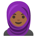 woman with headscarf: medium-dark skin tone on Google
