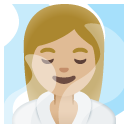 woman in steamy room: medium-light skin tone on Google