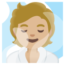 person in steamy room: medium-light skin tone on Google