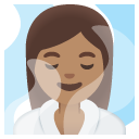 woman in steamy room: medium skin tone on Google