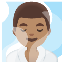 man in steamy room: medium skin tone on Google