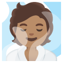 person in steamy room: medium skin tone on Google