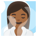 woman in steamy room: medium-dark skin tone on Google
