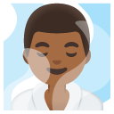man in steamy room: medium-dark skin tone on Google