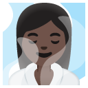 woman in steamy room: dark skin tone on Google