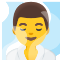 man in steamy room on Google