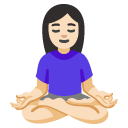 woman in lotus position: light skin tone on Google